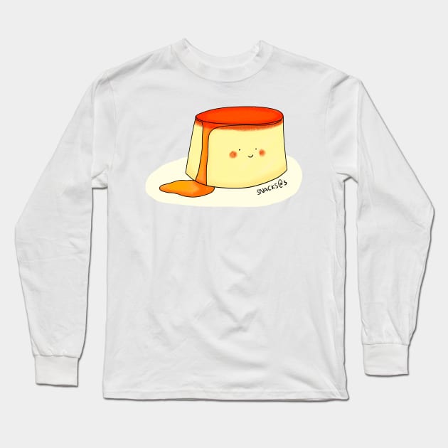 Smooth Caramel Custard Pudding Long Sleeve T-Shirt by Snacks At 3